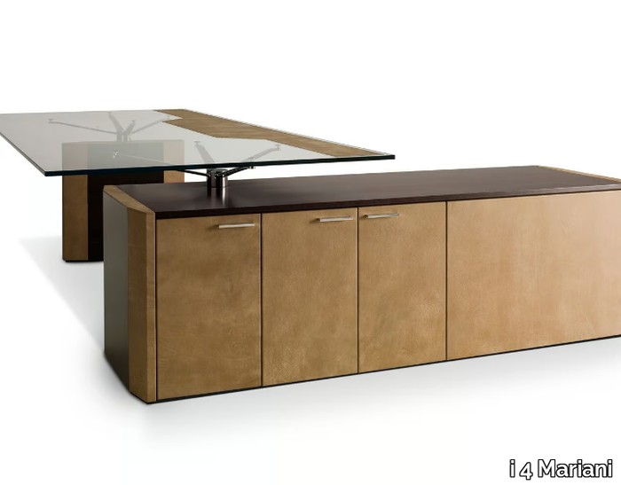 DE_SYMETRIA - L-shaped glass executive desk with drawers _ i 4 Mariani