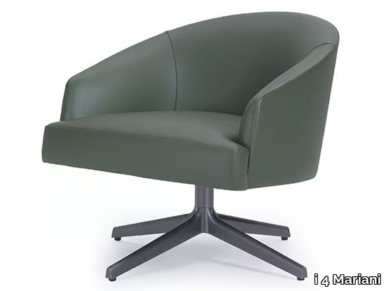 MOORE RELAX - Swivel leather armchair with 4-spoke base with armrests _ i 4 Mariani