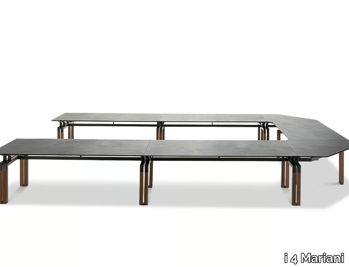 PASO DOBLE - Modular tanned leather covered meeting table _ i 4 Mariani