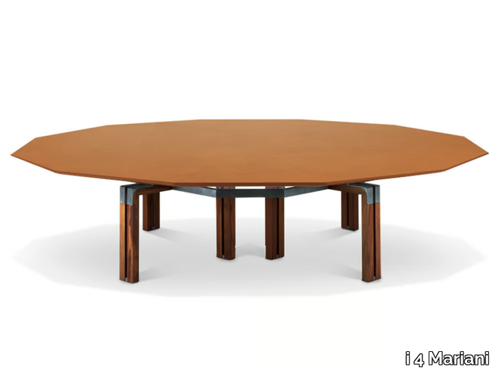 PASO DOBLE - Round tanned leather covered meeting table _ i 4 Mariani