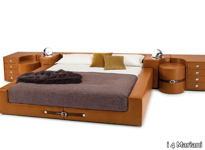 TUCROMA - Leather double bed with integrated nightstands _ i 4 Mariani