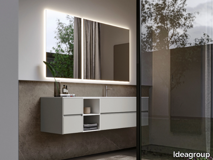 NYÙ 02 - Vanity unit with drawers with mirror _ Ideagroup