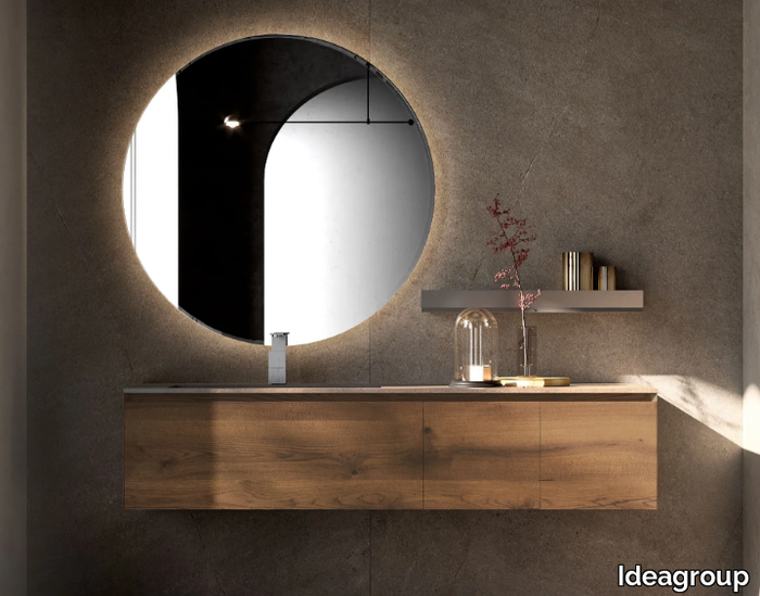 CUBIK 13 - Wall-mounted oak vanity unit with drawers _ Ideagroup