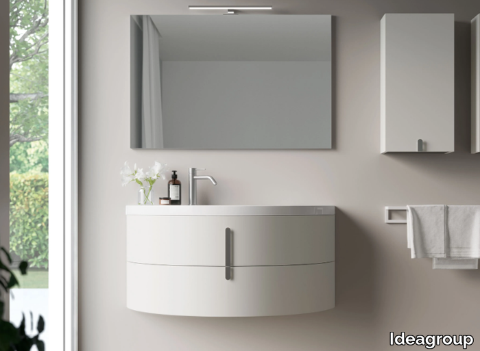 MOON COMP M01 - Single wall-mounted wooden and ceramic vanity unit _ Ideagroup