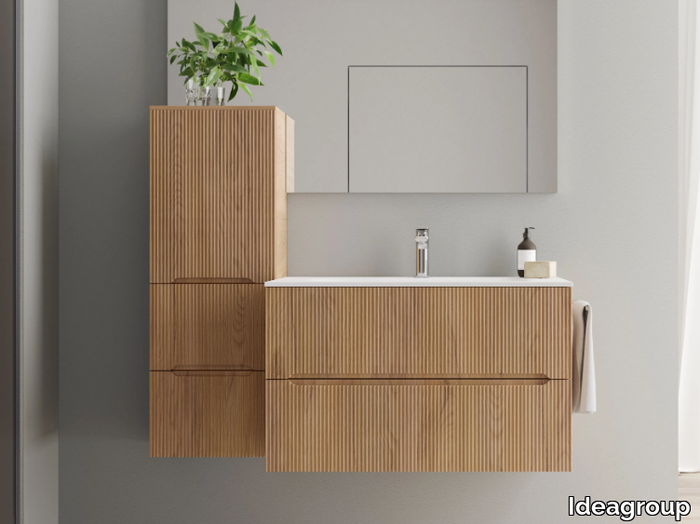 SMYLE COMP 04 - Single wall-mounted wooden vanity unit _ Ideagroup