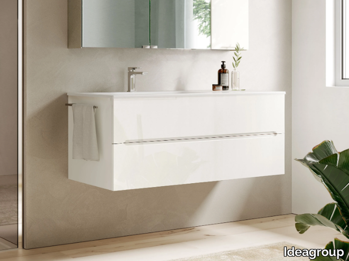 SMYLE COMP 05 - Wall-mounted wooden vanity unit with mirror _ Ideagroup