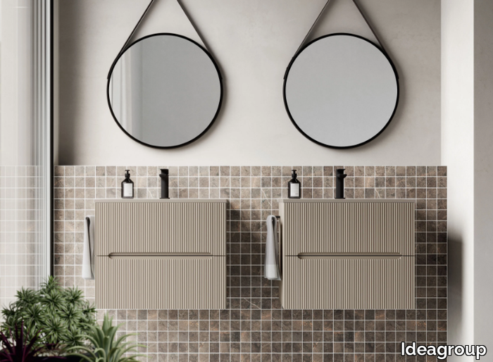 SMYLE COMP 08 - Single wall-mounted wooden vanity unit _ Ideagroup