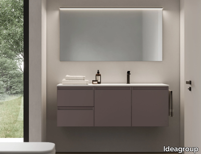 PLAY 01 LOGIC - Single wall-mounted vanity unit with mirror _ Ideagroup