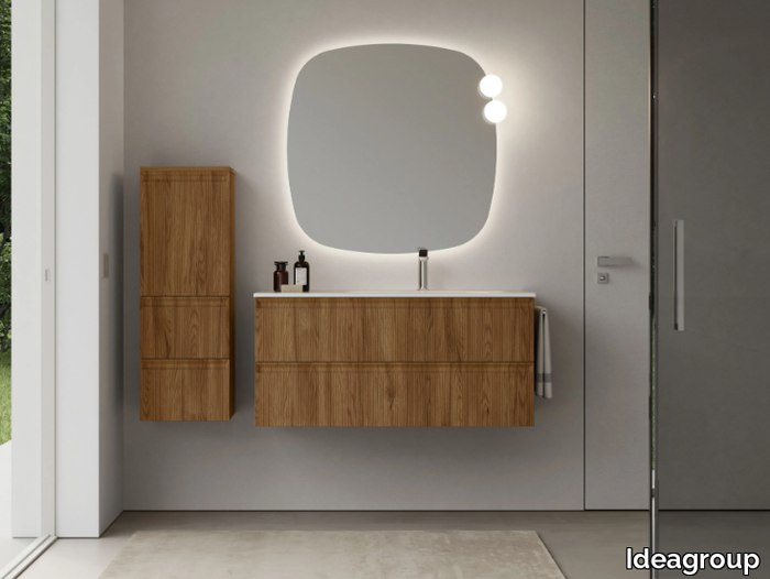 PLAY 04 STEP - Wall-mounted vanity unit with mirror _ Ideagroup