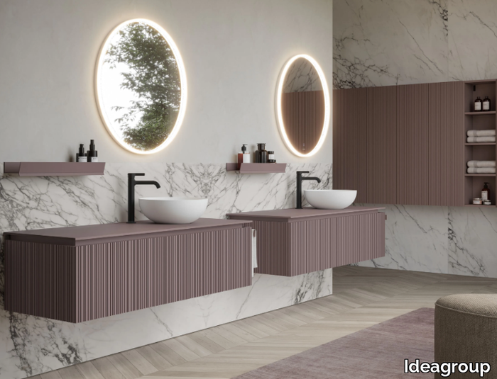 VIACONDOTTI - Single wall-mounted vanity unit with cabinets _ Ideagroup