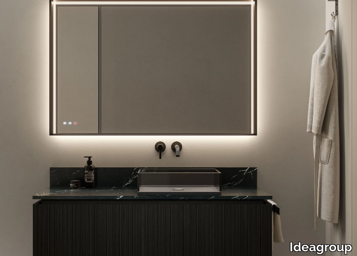 VIACONDOTTI - Single wall-mounted oak vanity unit with drawers _ Ideagroup