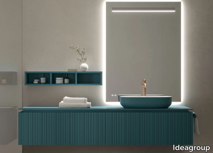 VIACONDOTTI - Single wall-mounted oak vanity unit with towel rail _ Ideagroup