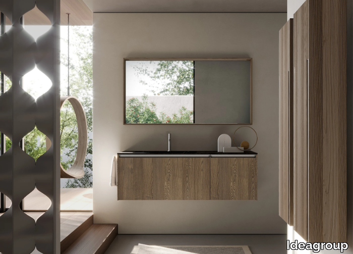 SENSE 04 - Wall-mounted teak vanity unit _ Ideagroup