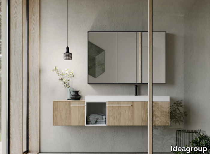 SENSE 06 - Wall-mounted vanity unit with integrated washbasin _ Ideagroup