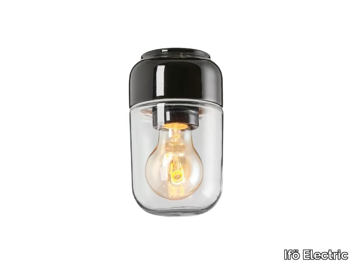 OHM 100 SAUNA - Clear glass and porcelain wall lamp / ceiling lamp _ Ifö Electric