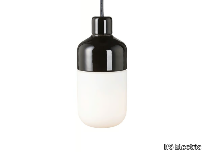 OHM 100 - Porcelain and opal glass outdoor pendant lamp _ Ifö Electric