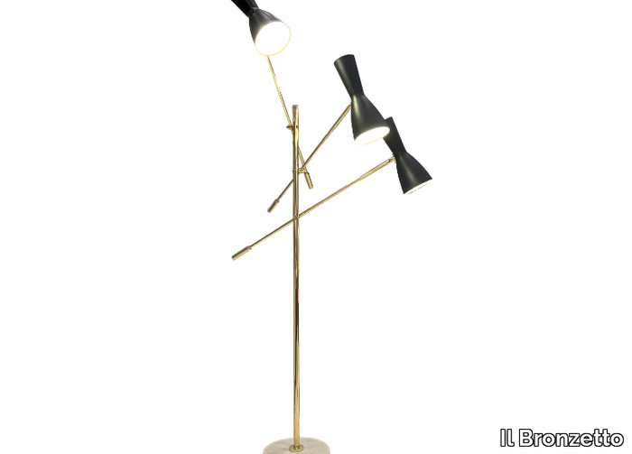 WORMHOLE 03 - Brass floor lamp with swing arm _ Il Bronzetto