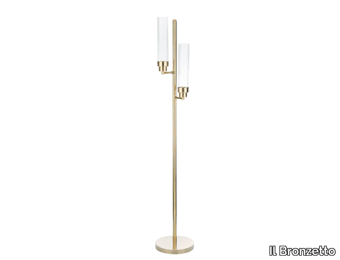 TIMELESS CANNETÉ 231 - Brass and glass floor lamp _ Il Bronzetto