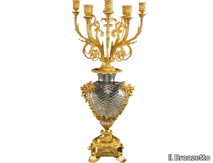 LUXURY FOUNDRY REGGIA 139 - Brass and glass candlestick _ Il Bronzetto