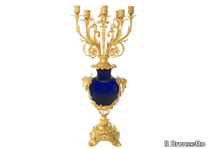 LUXURY FOUNDRY REGGIA 139B - Brass and glass candlestick _ Il Bronzetto