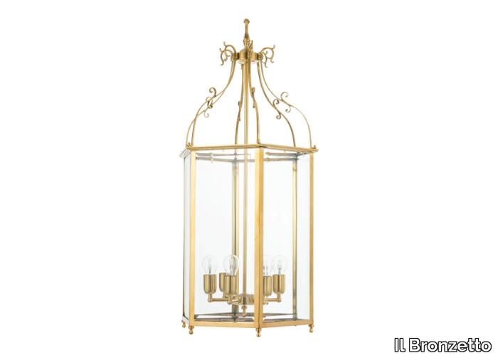 TIMELESS EDEN 315 - Glass and brass pendant lamp _ Il Bronzetto