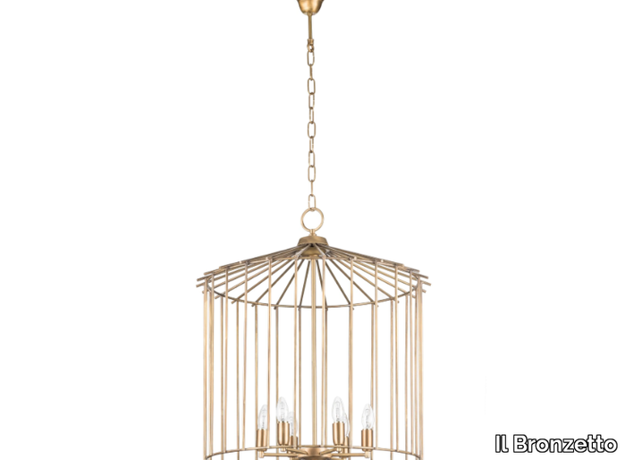 CAGE 01 IN - Brass pendant lamp _ Il Bronzetto