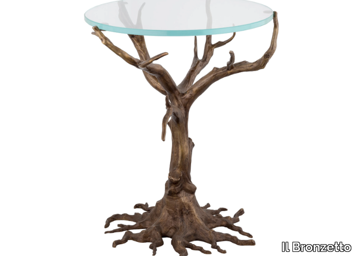 ECLECTIC QUERCIA 01 - Brass coffee table with glass top _ Il Bronzetto