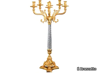 LUXURY FOUNDRY REGGIA 801 - Crystal and brass candlestick _ Il Bronzetto