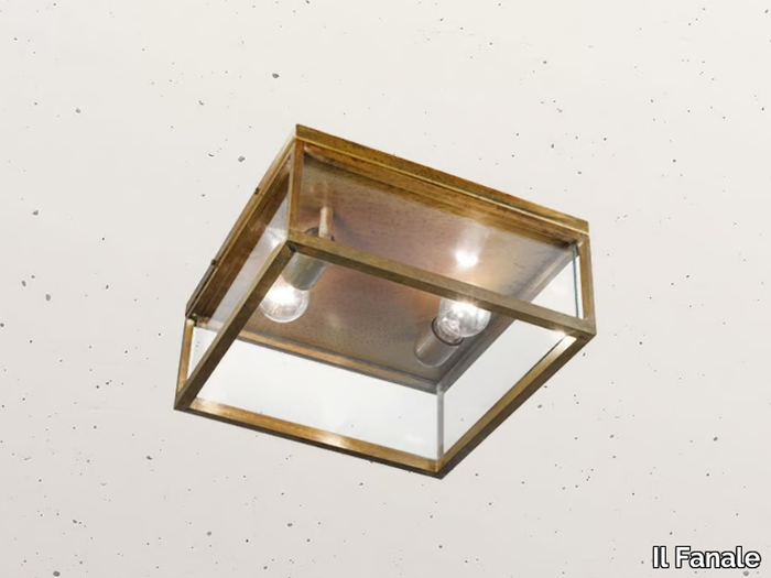 QUADRO 262.03 - Brass and glass outdoor ceiling light _ Il Fanale