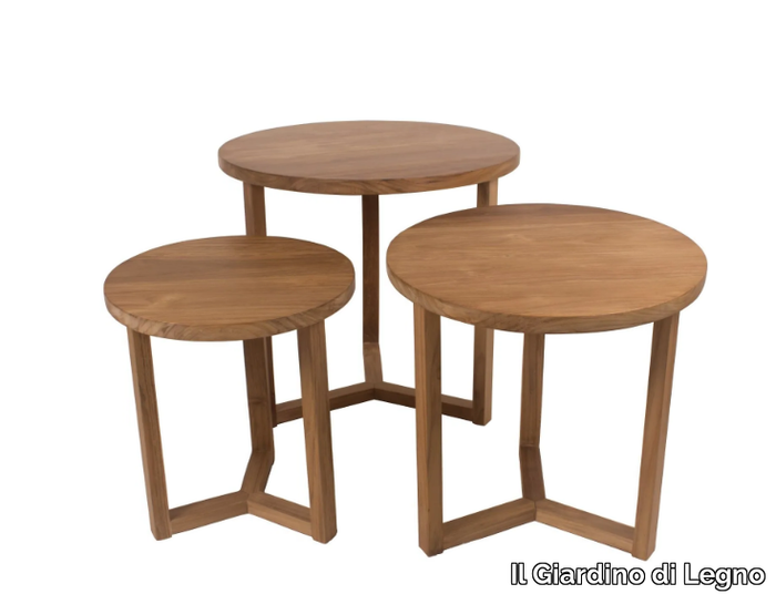 REMIX - Round wooden garden side table _ Il Giardino di Legno