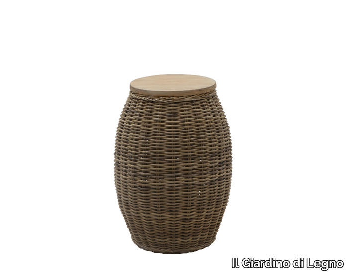 BANGO - Round wicker garden side table _ Il Giardino di Legno