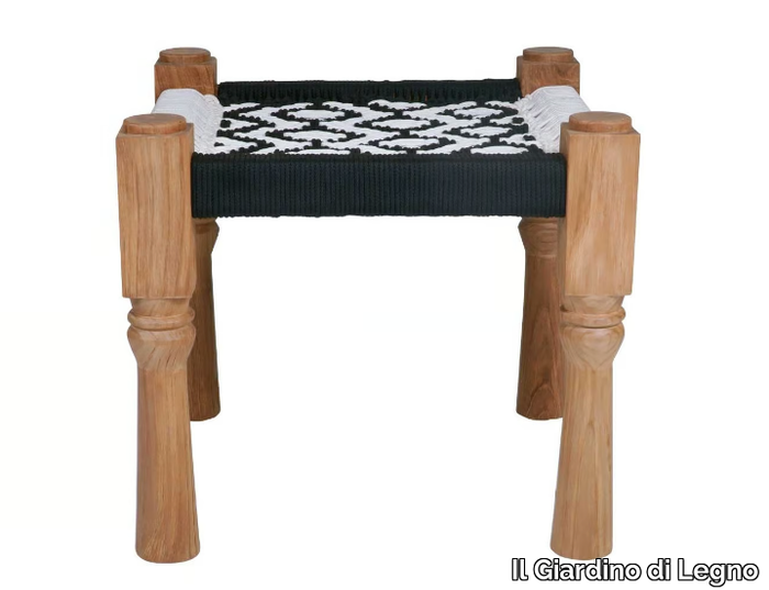 CHARPAI - Low rope and teak stool _ Il Giardino di Legno