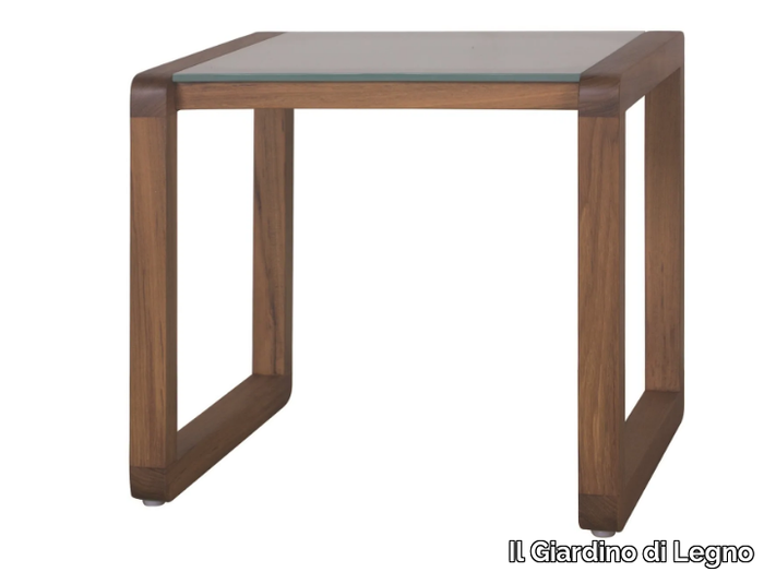 DUAL - Square wood and glass garden side table _ Il Giardino di Legno