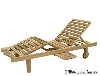 CARACAS - Recliner wooden sun lounger with castors _ Il Giardino di Legno