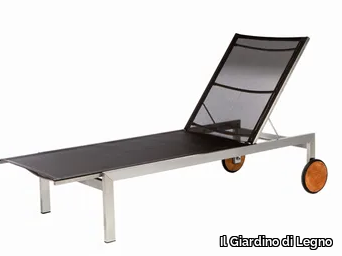 ADAMAS - Recliner sun lounger with castors _ Il Giardino di Legno