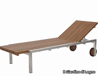 ADAMAS - Recliner sun lounger with castors _ Il Giardino di Legno