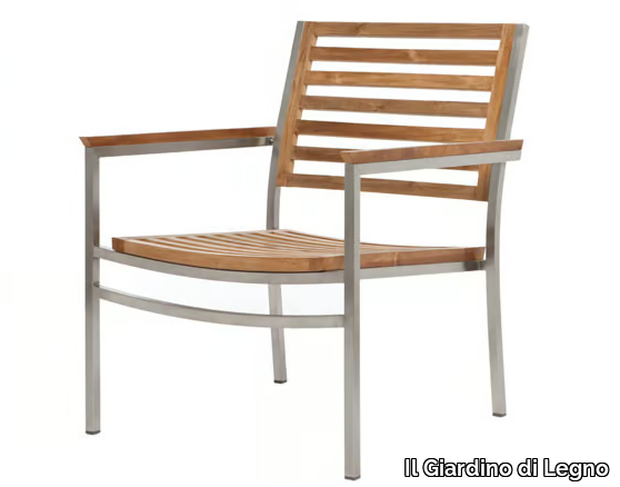 MILLENIUM - Garden stackable teak easy chair with armrests _ Il Giardino di Legno