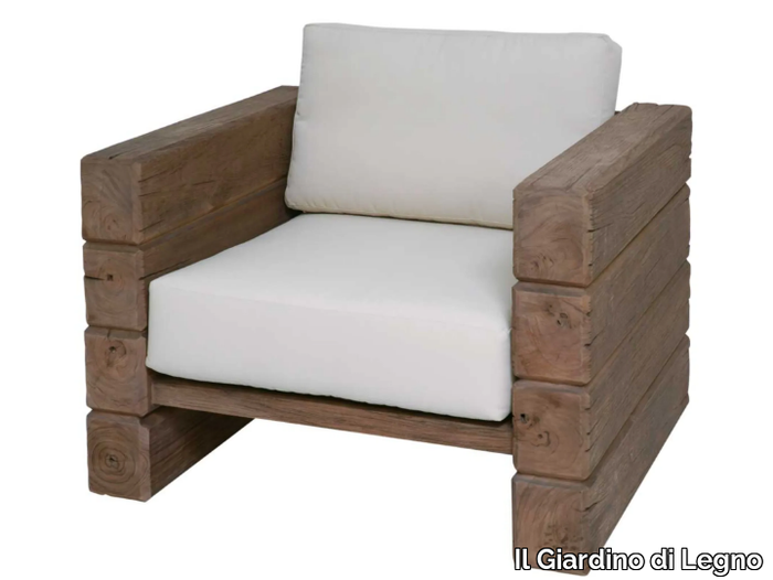 STRATOS - Teak and fabric garden armchair _ Il Giardino di Legno