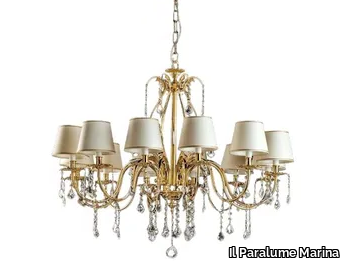 2330 - LED brass chandelier with crystals _ Il Paralume Marina