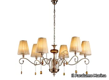 2300 - Handmade chandelier with fabric lampshades _ Il Paralume Marina