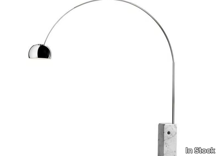 FLOS - ARCO E27 - Aluminium arc lamp with Carrara marble base _ In Stock