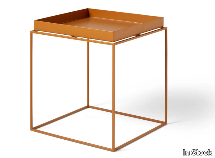 HAY - TRAY TABLE M TOFFEE - Square steel coffee table with tray _ In Stock