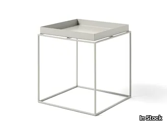 HAY - TRAY TABLE M WARM GRAY - Square steel coffee table with tray _ In Stock