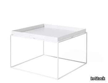 HAY - TRAY TABLE L WHITE - Square steel coffee table with tray _ In Stock