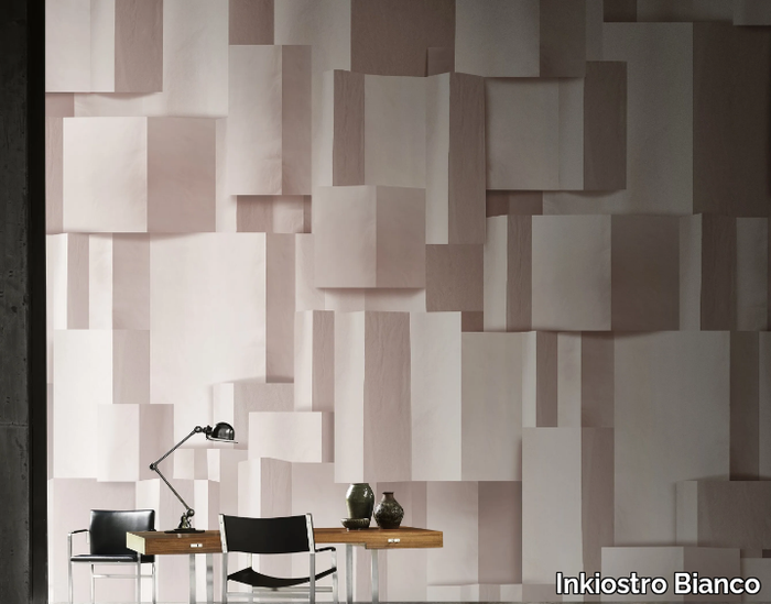 DELPHOS - Contemporary style geometric optical panoramic EQ Dekor glass-fibre wallpaper _ Inkiostro Bianco