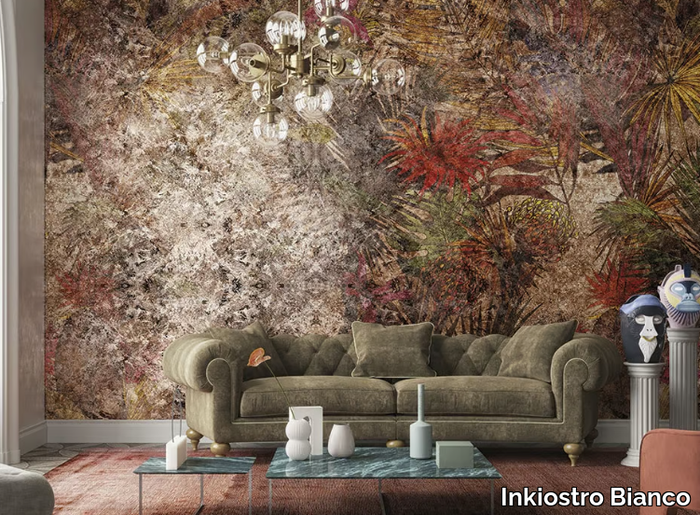 LYMPH - Gold leaf wallpaper with floral pattern _ Inkiostro Bianco