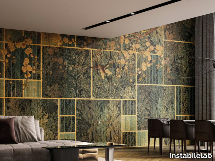 LARISA - Gold leaf wallpaper with floral pattern _ Instabilelab