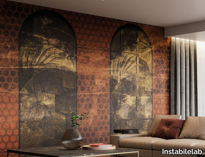 THEA - Motif gold leaf wallpaper _ Instabilelab