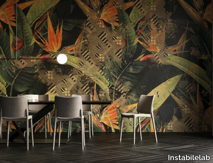 VIVIENNE - Tropical geometric gold leaf wallpaper _ Instabilelab