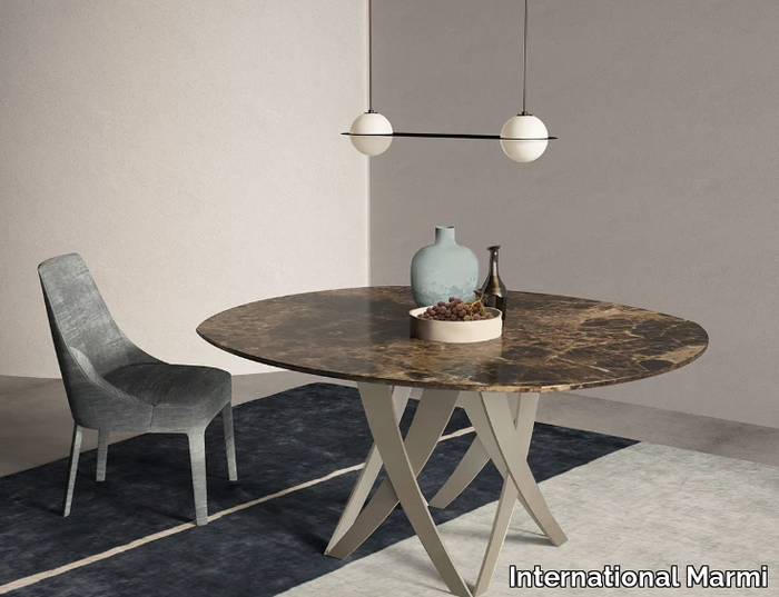 TEBE - Oval Dark Emperador marble table _ International Marmi